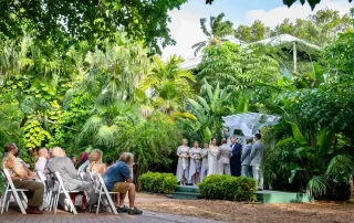 Experience a breathtaking wedding ceremony surrounded by lush tropical gardens, meticulously planned by our expert Key West wedding planners. Capture every magical moment with the exceptional skills of our talented Key West wedding photographer. Choose